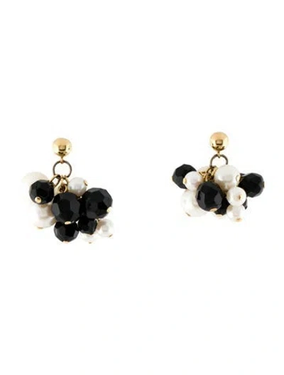 Pre-owned Trifari Faux Pearl & Bead Clip-on Earrings In Multi