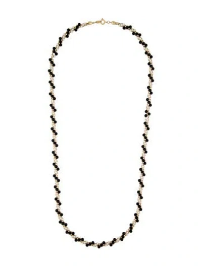 Pre-owned Trifari Faux Pearl & Bead Woven Necklace, 30" In Multi