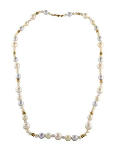 Pre-owned Trifari Faux Pearl Bead Necklace, 24" In Multi