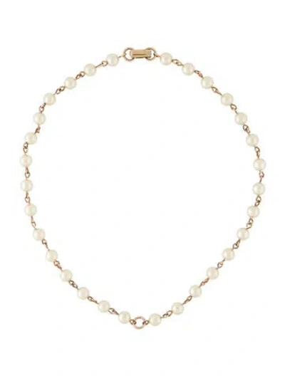 Pre-owned Trifari Faux Pearl Beaded Station Necklace, 7" In Multi