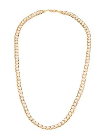 Pre-owned Trifari Faux Pearl Braided Chain Necklace, 24.25" In Multi