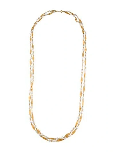 Pre-owned Trifari Faux Pearl Double Strand Necklace, 31" In Multicolor