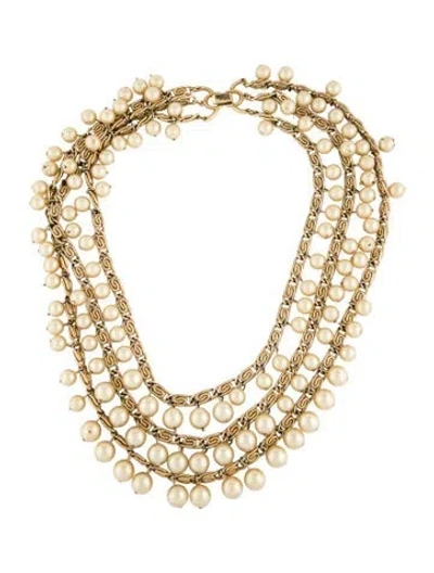 Pre-owned Trifari Faux Pearl Multistrand Necklace, 16.5" In White