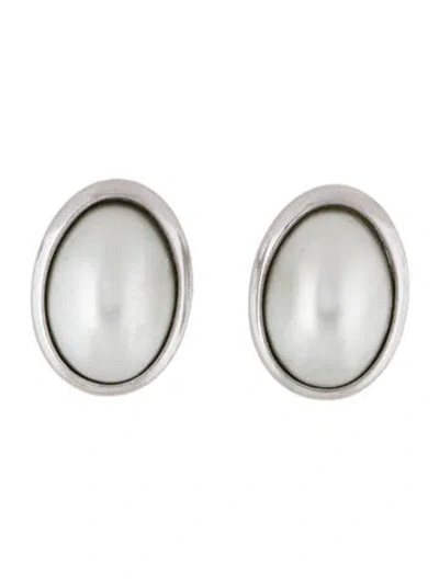 Pre-owned Trifari Faux Pearl Stud Earrings In Multi