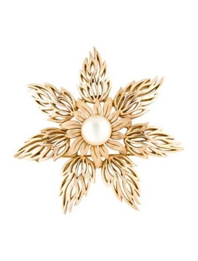 Pre-owned Trifari Faux Pearl Vintage Brooch Pin In Multi