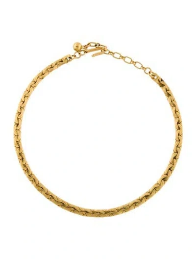 Pre-owned Trifari Flat Chain Link Necklace, 13" In Gold