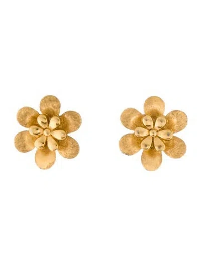 Pre-owned Trifari Floral Clip On Earrings In Multicolor