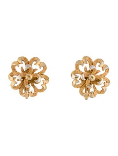 Pre-owned Trifari Flower Motif Clip On Earrings In Multi