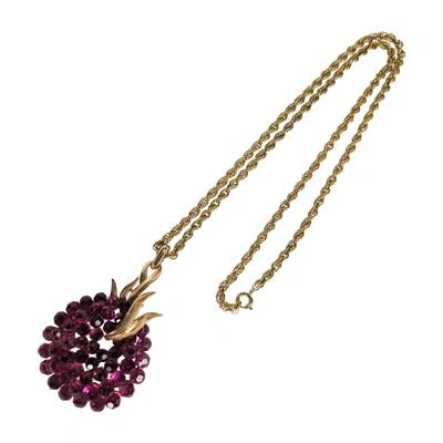 Pre-owned Trifari Fuschia Swarovski Crystal Pendant In Pink