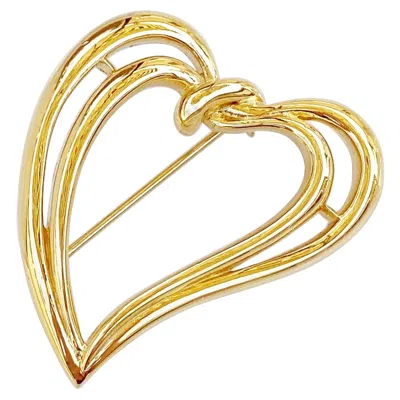 Pre-owned Trifari Gilded Open Heart Brooch By , 1980s In Sand