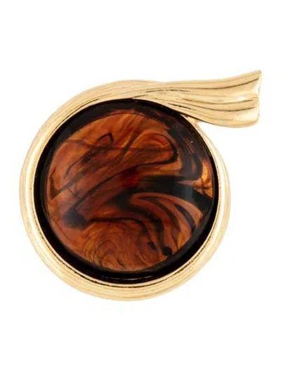 Pre-owned Trifari Glass Pin Brooch In Brown