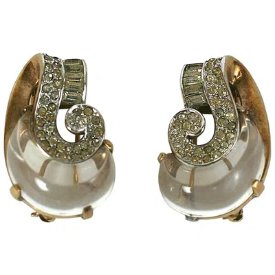 Pre-owned Trifari "jelly Belly" Retro Clip Brooches In Brown