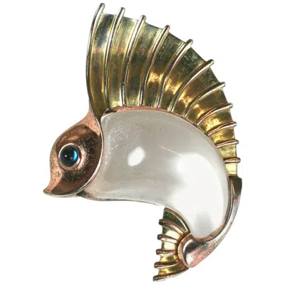 Pre-owned Trifari Jelly Belly Sailfish Clip Brooch, Norman Bel Geddes In Sand