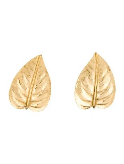 Pre-owned Trifari Leaf Clip-on Earrings In Multi