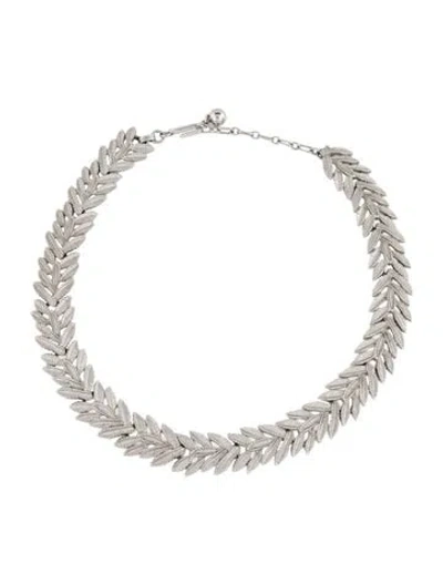 Pre-owned Trifari Leaf Collar Necklace, 16" In Multicolor