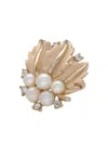 Trifari Leaf Faux-pearl Earrings In Brown