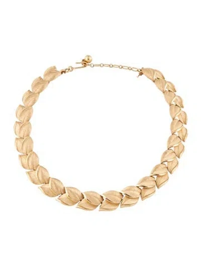 Pre-owned Trifari Leaf Motif Collar Necklace, 16" In Multicolor