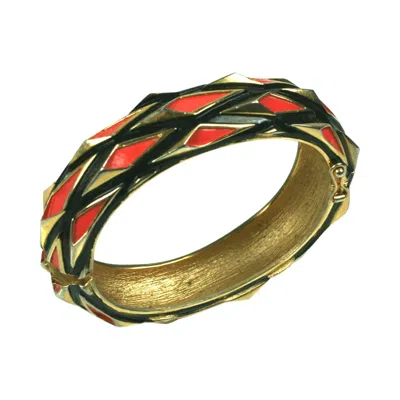 Pre-owned Trifari Modernist  Enamel Bangle In Brown