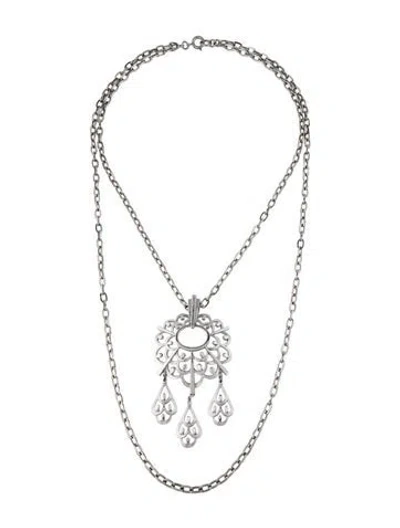 Pre-owned Trifari Multistrand Pendant Necklace, 3.5"