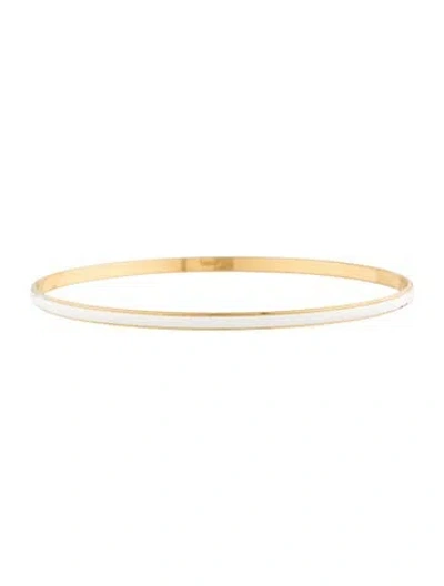 Pre-owned Trifari Narrow Enamel Bangle, 8.25" In White