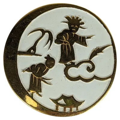 Pre-owned Trifari Orientalist Enamel Brooch In Multi