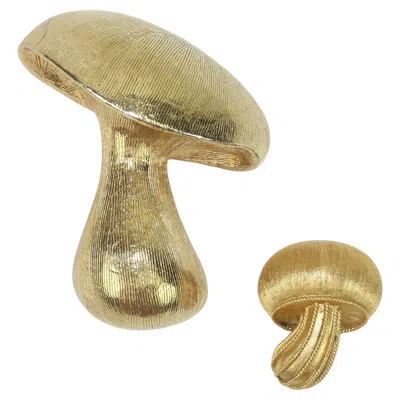 Pre-owned Trifari Pair Of Gold Plated Mushroom Brooches Including , 1960's In Multiple