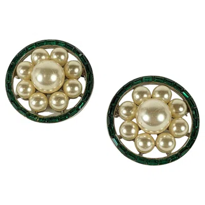 Pre-owned Trifari Pair Of  Pearl And Baguette Scatter Pins In Multi