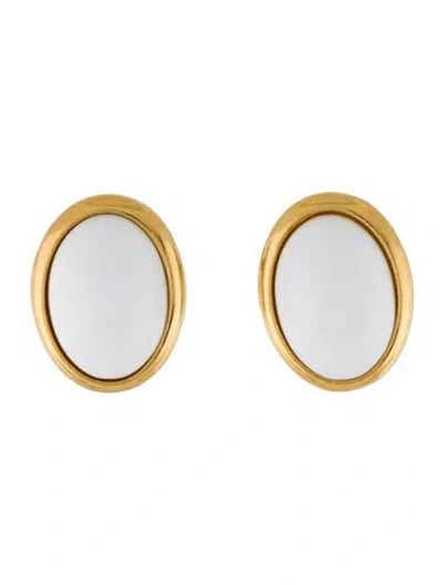 Pre-owned Trifari Resin Cabochon Stud Earrings In Multi
