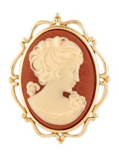 Pre-owned Trifari Resin Cameo Pin Brooch Pendant In Multi