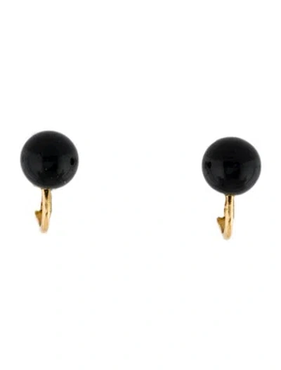 Pre-owned Trifari Resin Clip On Earrings In Black