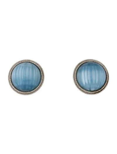 Pre-owned Trifari Resin Clip-on Earrings In Blue