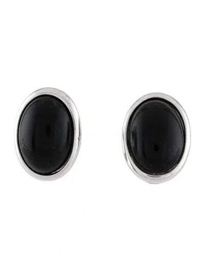 Pre-owned Trifari Resin Stud Earrings In Black