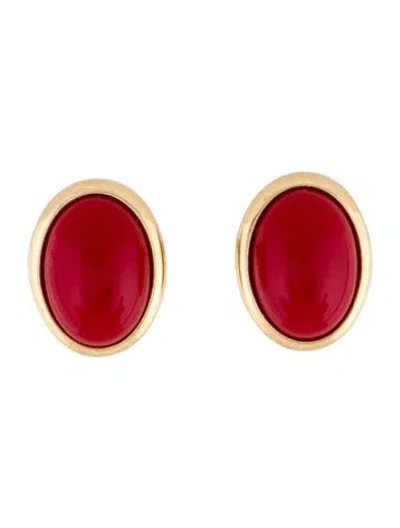 Pre-owned Trifari Resin Stud Earrings In Red