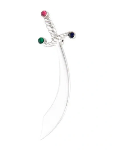 Pre-owned Trifari Resin Sword Pin Brooch In Blue/green/red