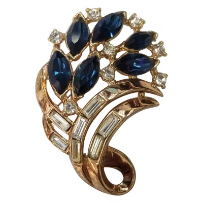 Pre-owned Trifari Retro Yellow "bouquet" Brooch With Focal Marquise Cut
