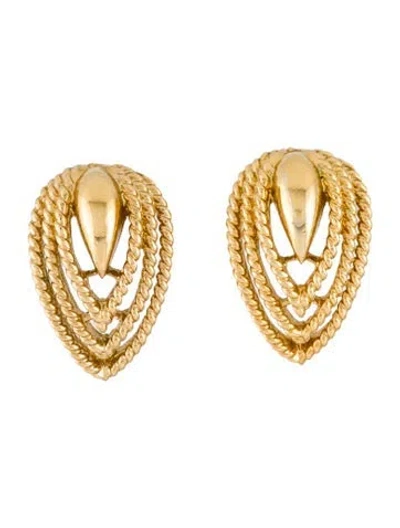 Pre-owned Trifari Rope Stud Drop Earrings In Gold