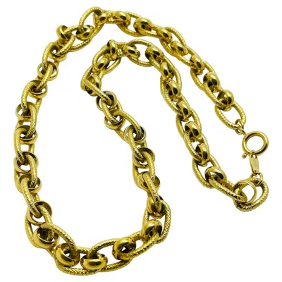 Pre-owned Trifari Signed Gold Tone Chunky Chain Designer Necklace In Multi