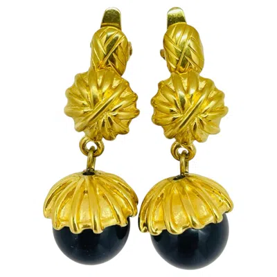 Pre-owned Trifari Signed Vintage Gold Tone Dangle Ball Designer Clip On Earrings In Multiple