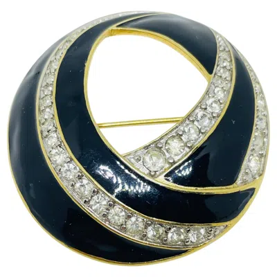 Pre-owned Trifari Signed Vintage Gold Tone Rhinestone Enamel Designer Brooch In Multi
