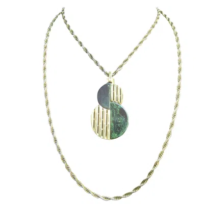Pre-owned Trifari Sleek Gilt Metal Lucite Pendant Necklace C 1970 In Sand