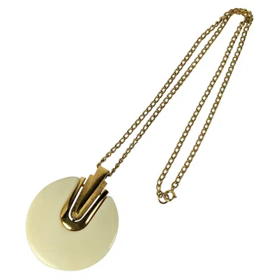 Pre-owned Trifari Striking  Faux Ivory Pendant In White