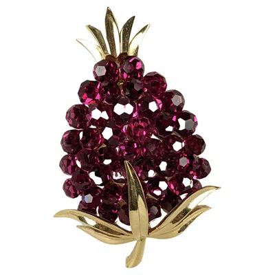 Pre-owned Trifari Swarovski Crystal Fuschia Pineapple Brooch In Pink