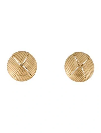 Pre-owned Trifari Texture Stud Clip On Earrings In Multicolor