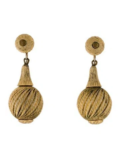 Pre-owned Trifari Textured Clip-on Drop Earrings In Multicolor