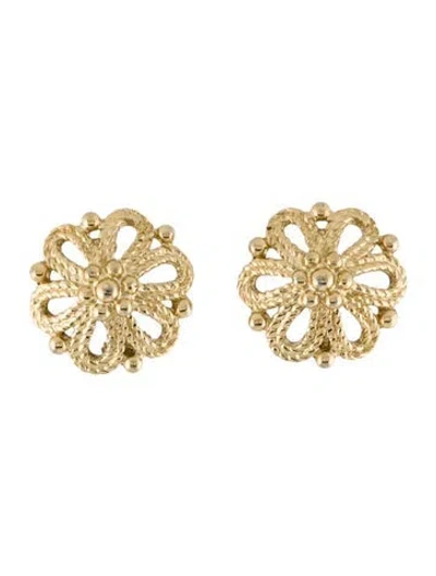 Pre-owned Trifari Textured Clip-on Earrings In Multi