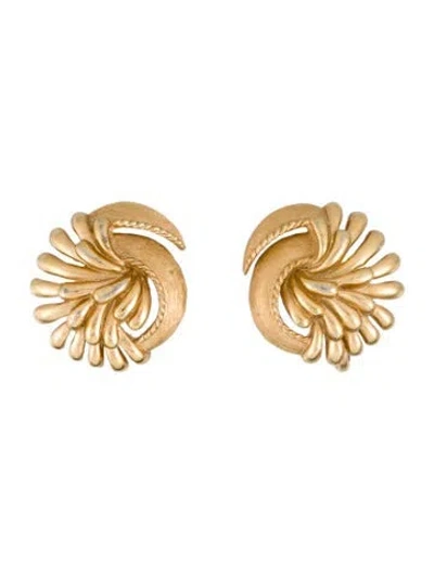 Pre-owned Trifari Textured Clip-on Earrings In Multi