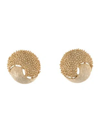 Pre-owned Trifari Textured Clip-on Earrings In Multicolor