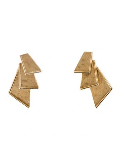 Pre-owned Trifari Textured Drop Earrings In Multi