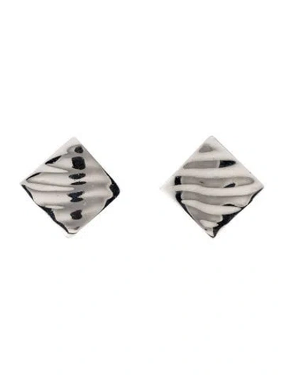 Pre-owned Trifari Textured Square Stud Earrings In Multi