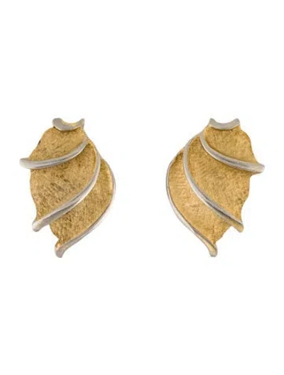 Pre-owned Trifari Two Tone Clip-on Earrings In Multi